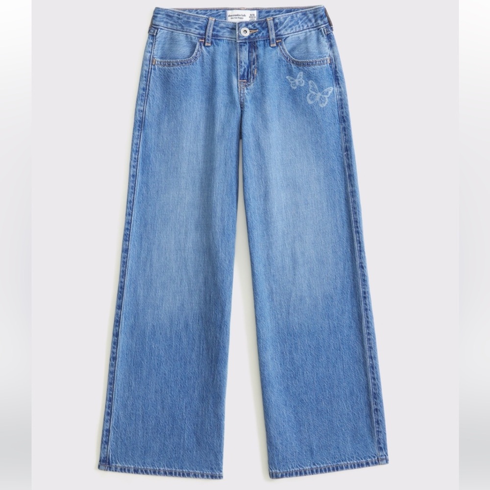 Abercrombie Kids Low rise Baggy Wide leg Jeans 9/10 long Girls Butterfly